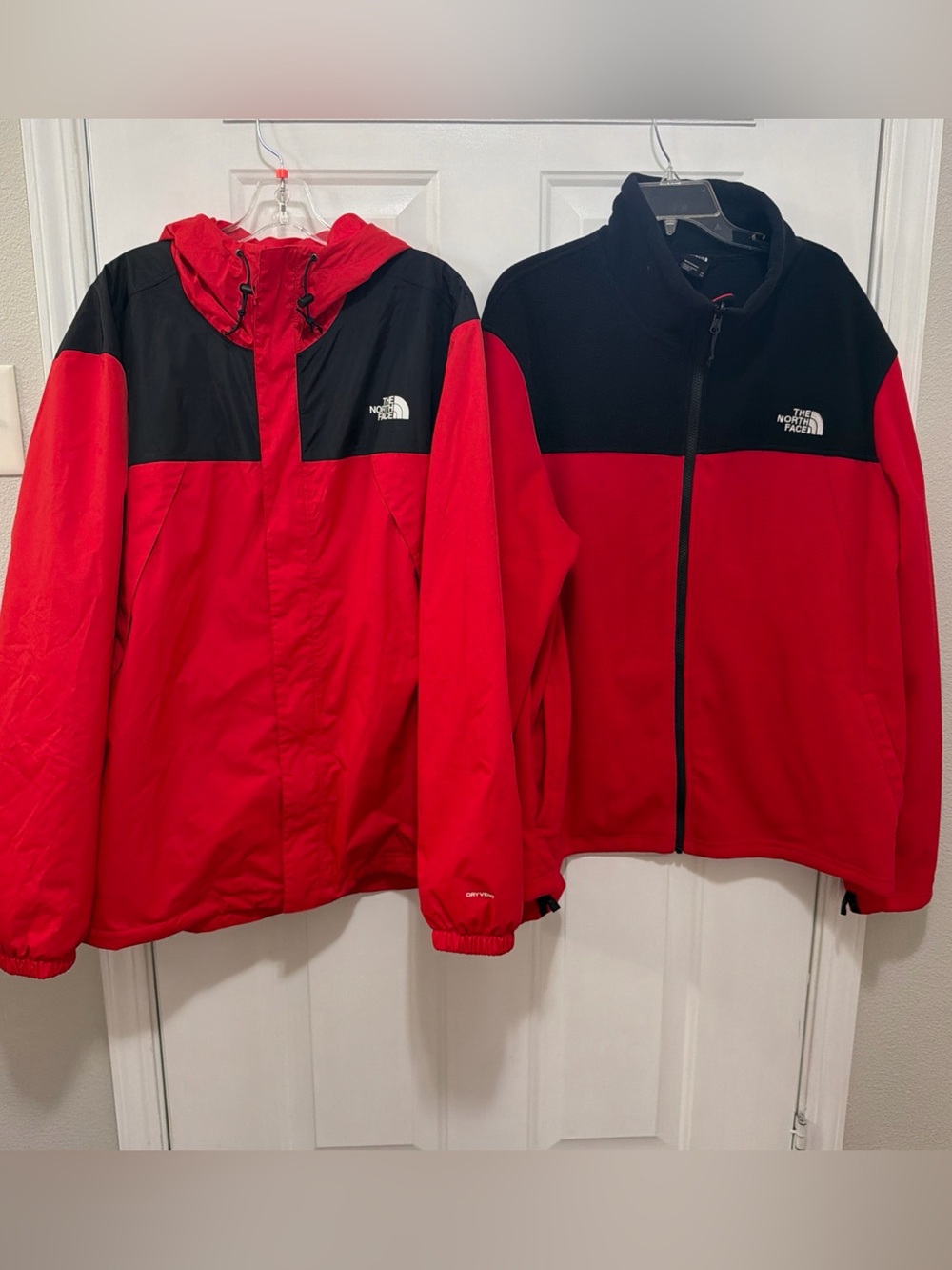 The North Face 3-1- One Dryvent & Fleece Jackets Mens XXL Hooded Red And Black.